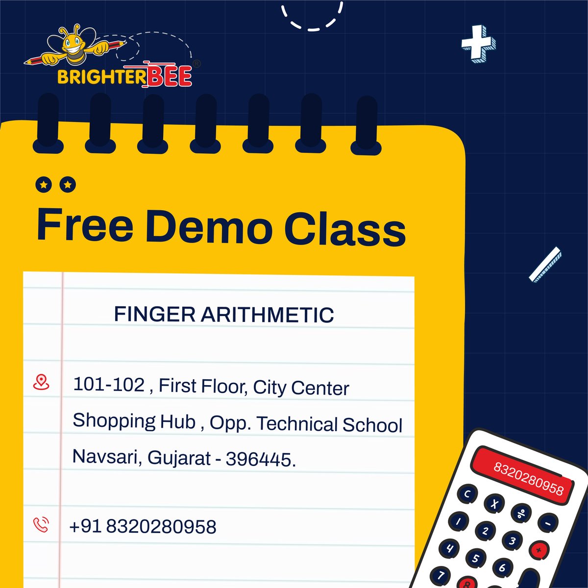 brighterbee_n's tweet image. Unlock your child&apos;s potential in math with our engaging finger arithmetic demo class. Join us for a free session and see the difference! 📖

Contact to take admission: -

📞 Navsari:- +918320280958

#navsari #mathquestions #mathstudent #learningtrick #learning #mathproblems