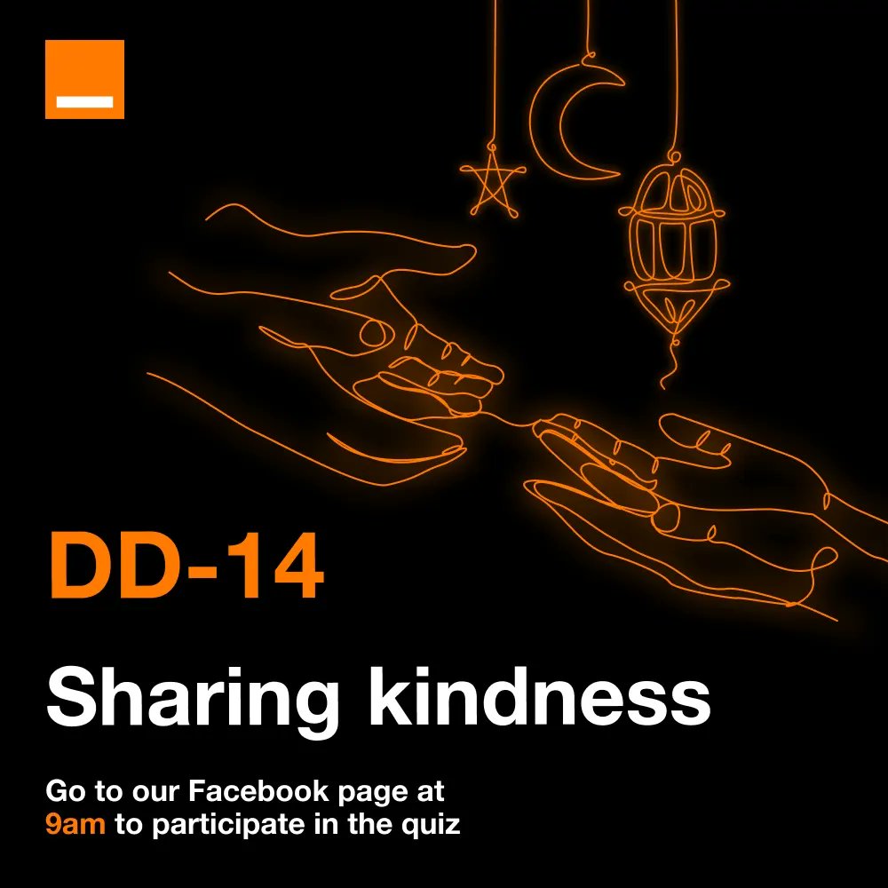 Orange_Cameroun's tweet photo. JJ-14 avant la clôture du mois de Ramadan.
Avec vous, nous partageons la charité.
-----
DD-14 until the end of the Ramadan.
We are sharing kindness with you.
#Ramadan2023
#MaxdePartage
#MaxSharing https://t.co/GHMx9AX3iW