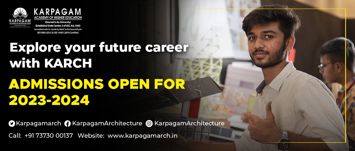 wekarpagamarch's tweet image. At Karpagam Architecture, you can explore new avenues, transform yourself, and take steps toward a brighter future. We take pride in providing a nurturing environment for holistic development and have a 100% admission and placement record. 
#Design #ArchitectureColleges