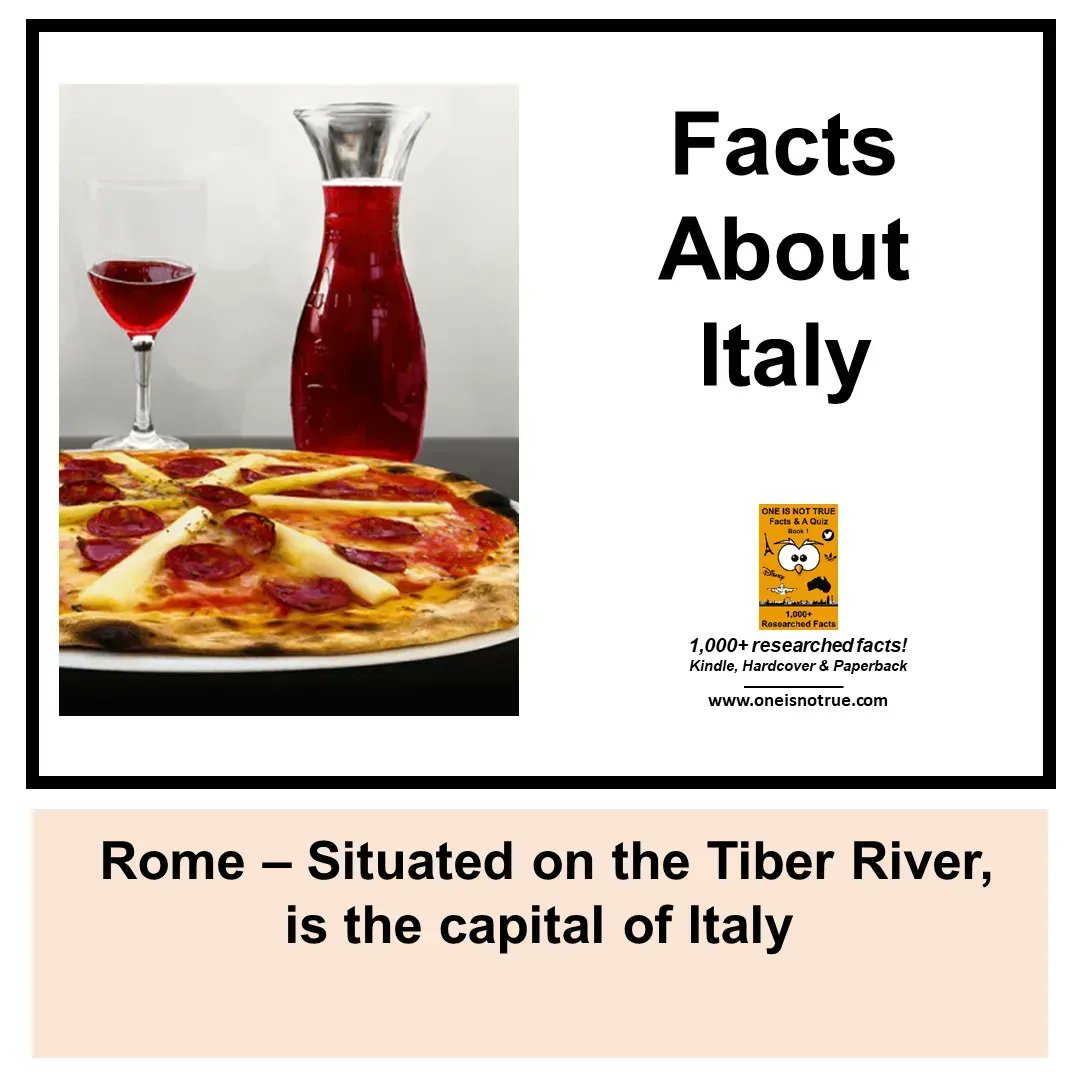 oneisnottrue's tweet photo. 10 #Facts About #Italy - #Rome

Rome – Situated on the #TiberRiver, is the #capital of Italy

Over 1,000+ researched facts, more here - https://t.co/Eu0jSiM3jJ https://t.co/HO5od3YZvP