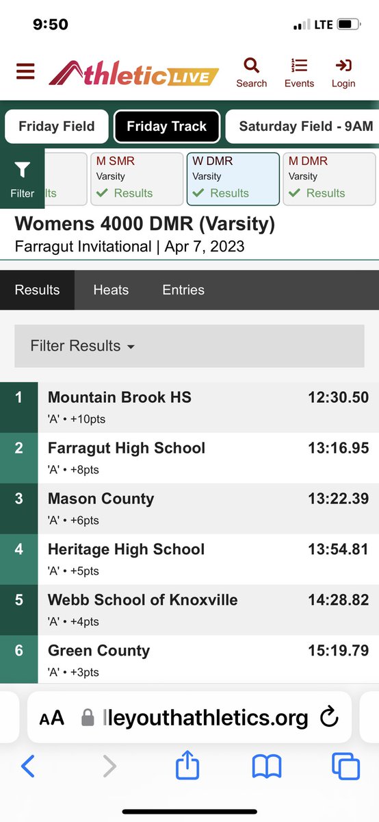 MBHSTrack's tweet photo. Four races and four gold medals to kick off the first day of the Farragut Invitational! https://t.co/YOjTVsmFFs
