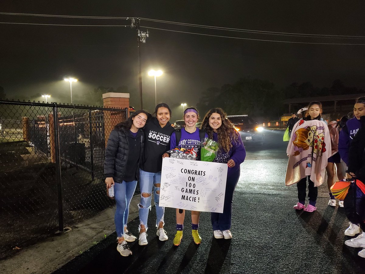 With a 4-2 dub ... 
WE ARE HEADING TO THE REGIONAL 'SHIP! 💜⚽💪🏽
Goals scored by Ella Anderson (3🧢) &amp; Sadie Blake. 

Also, huge congrats to Senior Macie Deaver on her 100th game as a Lady Coyote! 💜

Back in action tomorrow @ 1:30 PM! 

#ironsharpensiron