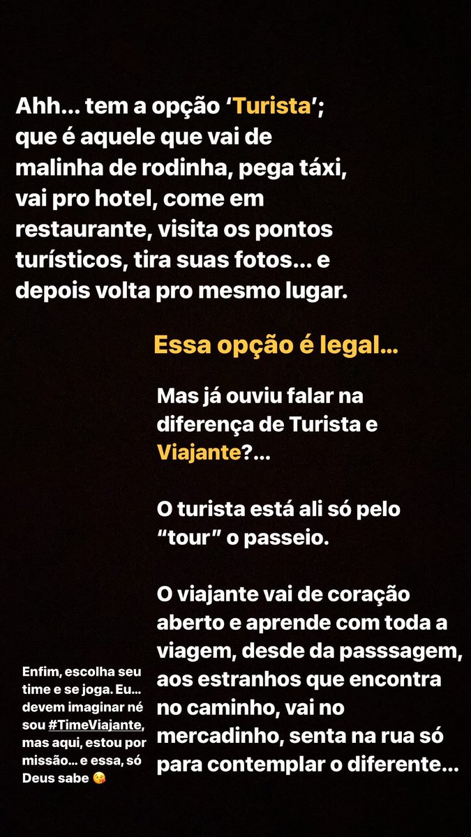 Diferença entre #Turista e #Viajante 

POV: Queria…
Realidade: vai pra far o preço? …