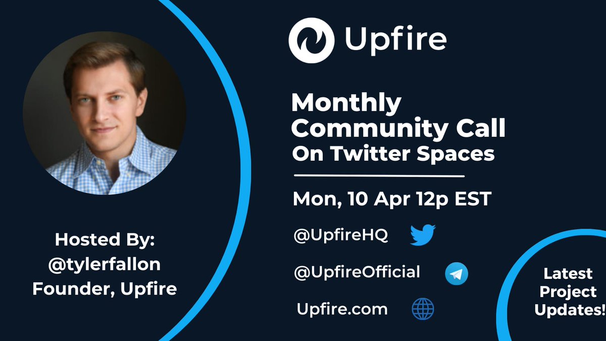 Join the Upfire Community Call on Twitter Spaces this Monday at 12 PM EST, and get updates on our progress! 🔥