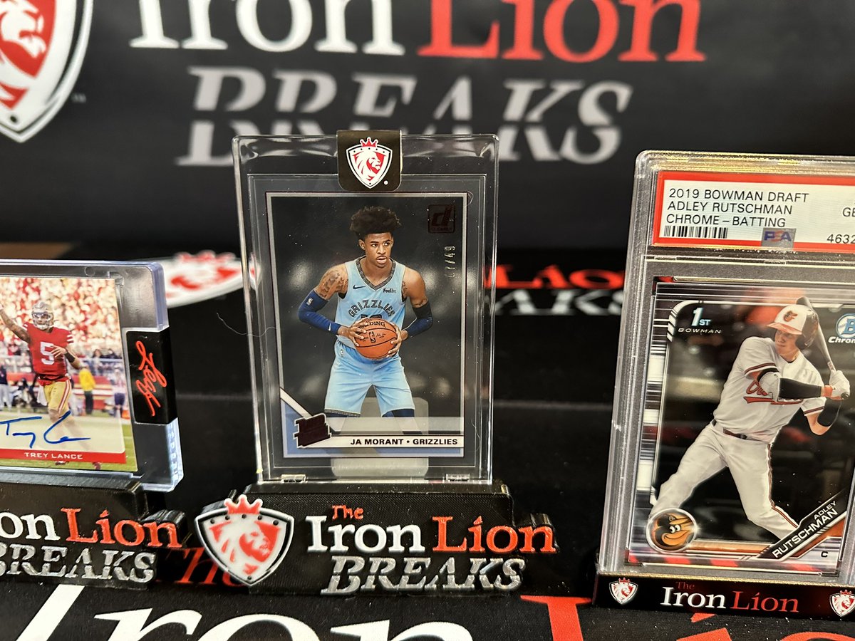 Ironlioncollect's tweet photo. We are giving away ALL 3 of these beauties!

🥇-Ja Morant Rookie /49
🥈-Trey Lance Auto
🥉-Adley Rutschmann 1st Bowman PSA 10

1) RT this tweet
2) Comment your favorite MLB player 
3) Must be following @ironlioncollect 
4) We will randomize on April 12th! Good luck IL Family!🦁🔥 https://t.co/tTYf7Kbd43