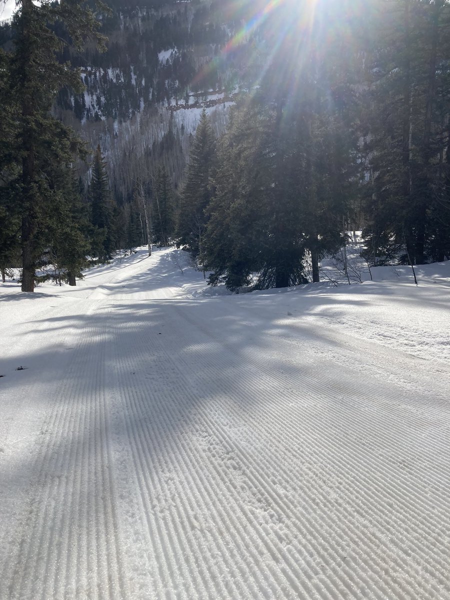 It’s been a long goodbye to our Nordic trails. Tonight is the last groom. Groomed skate lanes at sunset; aspen, bench, north loops, and Boyce lake. Some look excellent and other spots are dirty/rotten. Tomorrow morning come say goodbye and take your last loops until December.😭