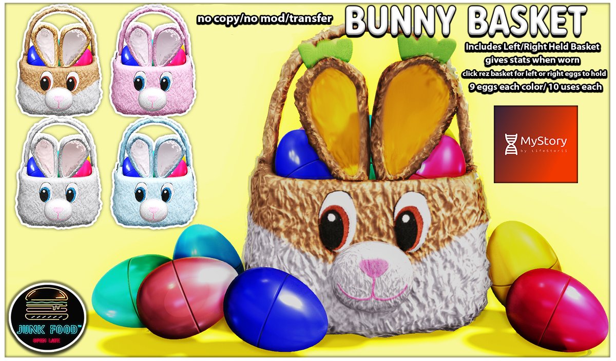 New for the Saturday Sale, Bunny Baskets!  
maps.secondlife.com/secondlife/Jun… @secondlife #SecondLife #secondlifestore #slshop #slstore  #junkfoodsl