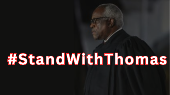 CivicViewPoint's tweet photo. The mendacious leftist smear machine is desperate to fabricate "dirt" on this good man. Because there is none. 
Americans need to #pray for Justice Clarence Thomas! 
#StandWithThomas https://t.co/OzyR5cRlgt