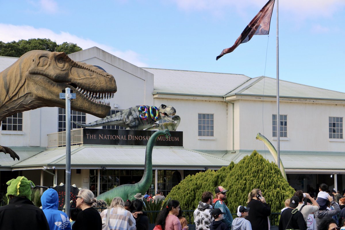 Clarissa_Thorpe's tweet photo. National Dinosaur Museum #Canberra is packed with families celebrating the 30th birthday of the site. Raptors and T-Rex’s everywhere! https://t.co/9DnLjcBKd3