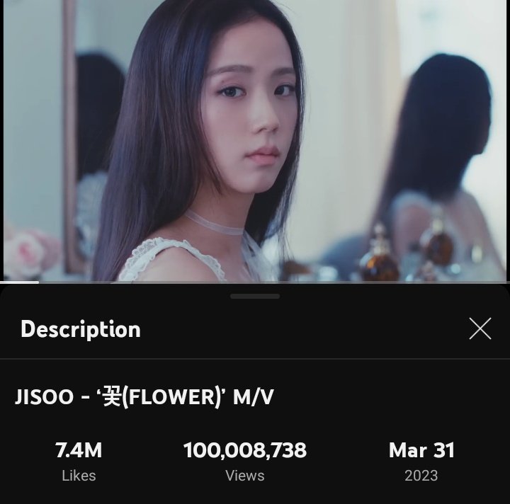 NEWSJISOO's tweet photo. FLOWER music video has now reached 100M views on YouTube.

#JISOO #FLOWER #꽃 #ME https://t.co/Zv6tO97Xb8