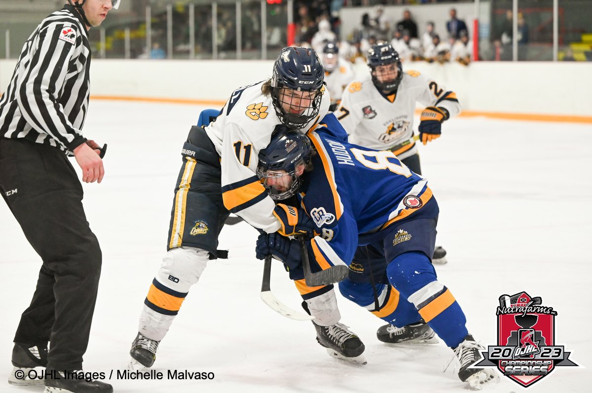 The @CwoodBluesJrA win game 2 with a score of 5-2 and take a 2-0 lead in the series over @OJHLCougars 

#ojhl #leagueofchoice #ojhlimages #followthephotogs
#postseason 
#nutrafarmOJHLChampionshipseries 
#ConferenceChampionships