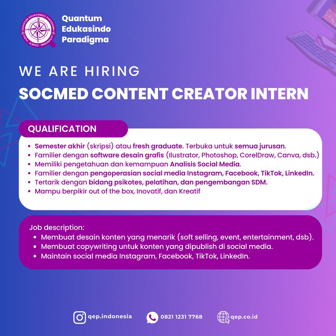 KieraEmeraId's tweet image. Guys minta tolong banget buat sebarin ini karena aku lagi di uber target 😭😭

Tolong sebarin ke teman kalian yang butuh tempat magang untuk menambah portofolio gitu