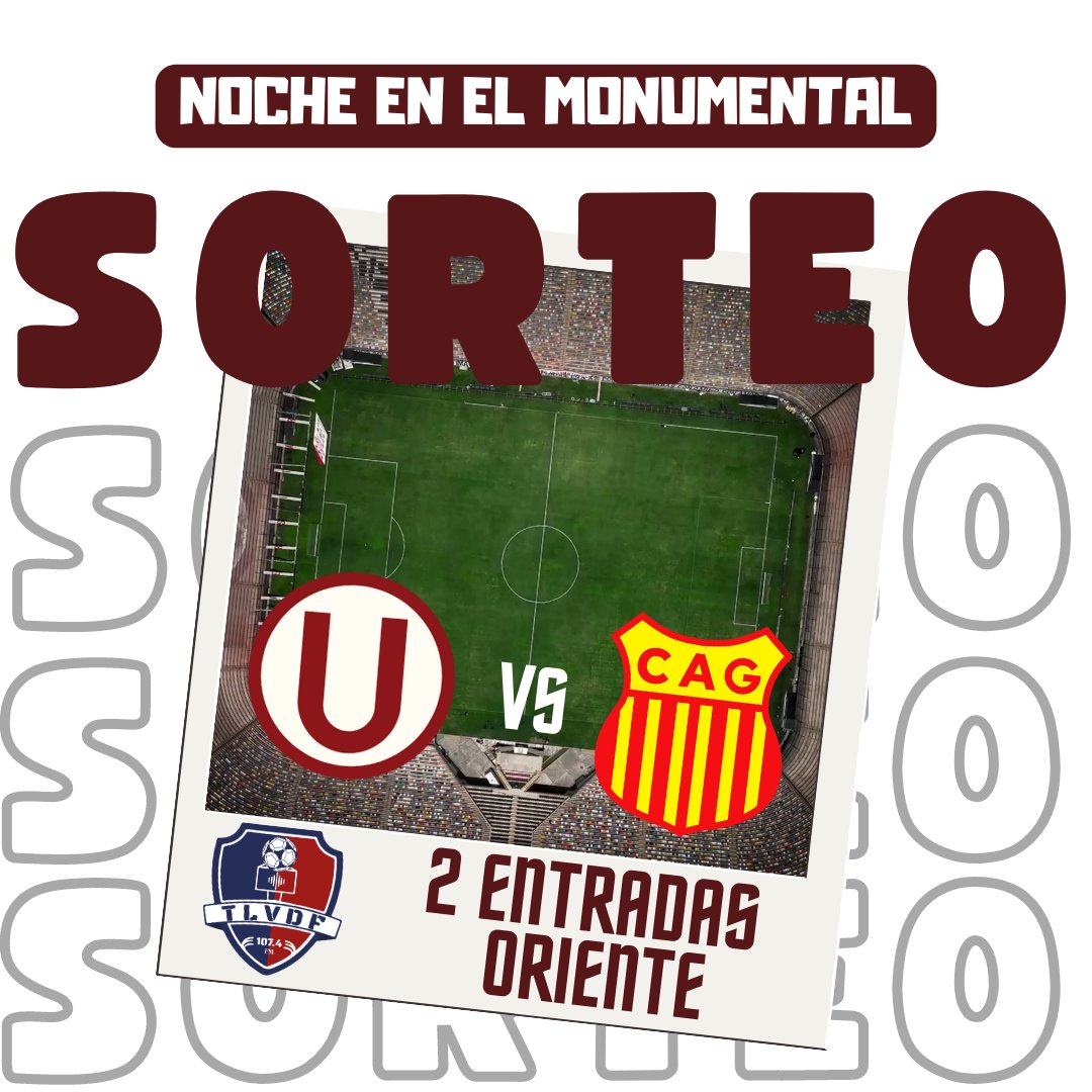 VocesFutbolPeru's tweet photo. La 'U' ganó y nosotros cumplimos: ¡SORTEO MONUMENTAL! 🏟🤩

✅ Gana 𝟮 𝗘𝗡𝗧𝗥𝗔𝗗𝗔𝗦 para el Universitario 🆚 Grau ⬇
➤ Responde: ¿Cuántas veces le ganó Grau a la U en el Monumental?
➤ Síguenos en TW e IG (https://t.co/GvssjW1V49; captura)

⚠ Límite: Domingo 12pm
¡SUERTE!🥳 https://t.co/Xn7FV9EiOQ