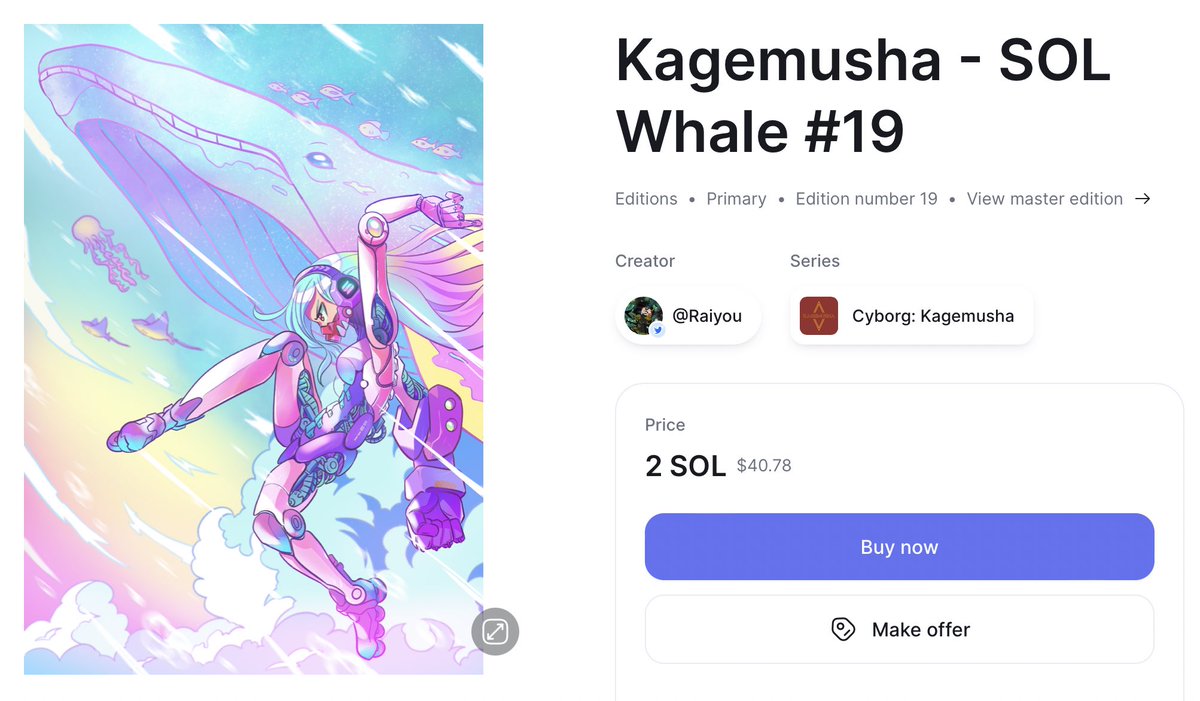 For those who missed my Kagemusha - SOL Whale, there’s one secondary at only 2 SOL currently!!!

Link below