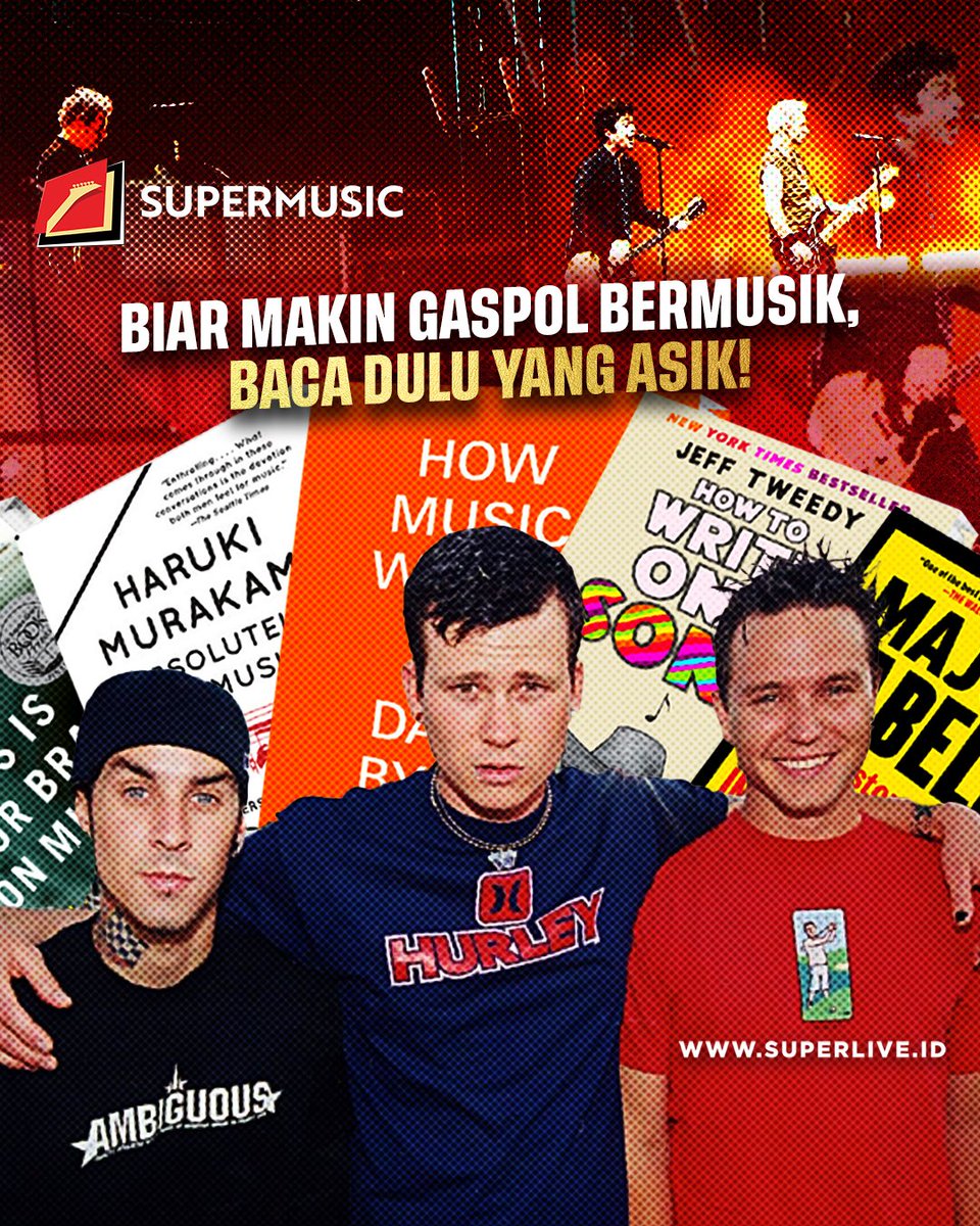 SuperMusic_ID's tweet photo. Bro, masih cari-cari amunisi buat wujudin impian bermusik? Nih Gue mau spill 5 buku asik yang wajib lo baca 👇

#INIRASANYASUPER
#SUPERLIVE
#SUPERMUSIC
#SUPERLASTING https://t.co/Rs1EZD9I2e