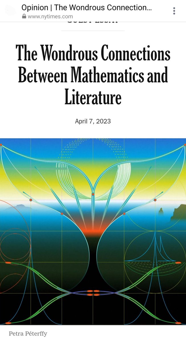 Here's a mathematician engaging with literature and demonstrating what I have always intuited: mathematics and literature have a shared ancestry in the formal structures (grammars, rhythms, logics, narratives, etc.) that underpin both. Bravo!  nytimes.com/2023/04/07/opi…