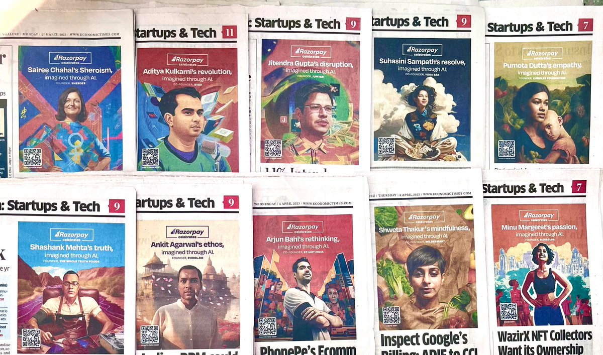 Last week we started a project to celebrate the entrepreneurial spirit, imagined by AI. 2 weeks in &amp; nothing gives us more joy than to show founders a stunning version of themselves that we see &amp; celebrate.
Catch the ET Disruptor: Startup &amp; Tech page everyday to see it too!