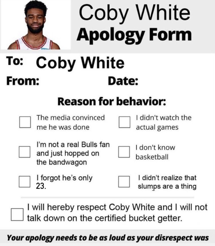 thedeepdishking's tweet photo. @chicagobulls @CobyWhite All of you. Sign it. Now. https://t.co/EJLmrmWcYu