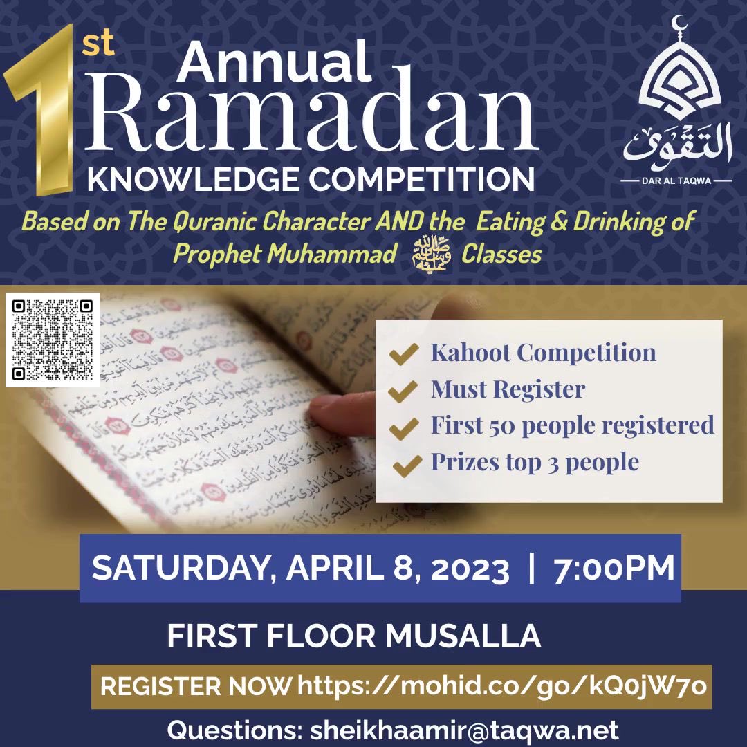 Happening tomorrow-Saturday- at Dar Al Taqwa