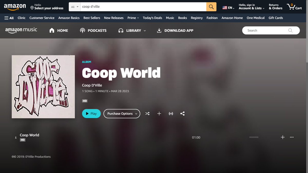 CoopDville2000's tweet photo. My first official instrumental release, "Coop World", is now on @amazonmusic...
https://t.co/EqRAQQlies
#coopdville #coopworld #theuncouthcoup https://t.co/ulnq7nYZBZ