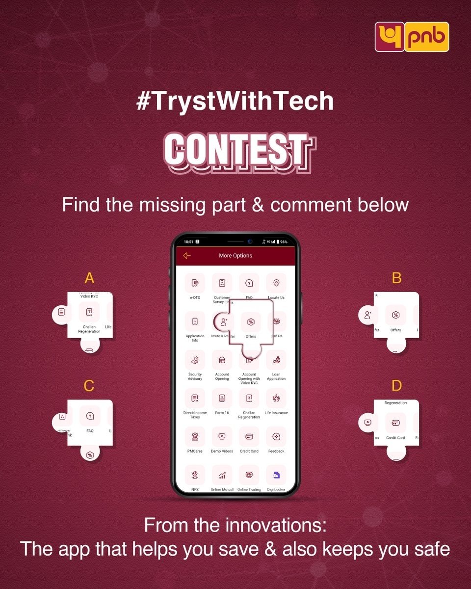 sathishmechy1's tweet photo. @pnbindia B 🧩
#TrystWithTech
#FoundationDayContest #Puzzle #Legacy
@pnbindia
@RichardSamArul
@Dharanidharan88
@SmartAnand07
@Deepaadhan3
@vind24r https://t.co/b8Efym7Wnz