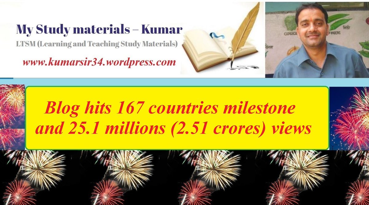 kumarsir34's tweet photo. @KVS_HQ @EduMinOfIndia @narendramodi @binodbehera25 @dkdwivedi63  @imrankhanonnet @devakumar1965 @indukaushikk 
My Social Service- I am extremely happy to share that Today my blog hits 167 countries with 2.51 crores views in 8yrs. Please go through link:
https://t.co/ZZvQ1NKyeE https://t.co/AKa1fBb6FW