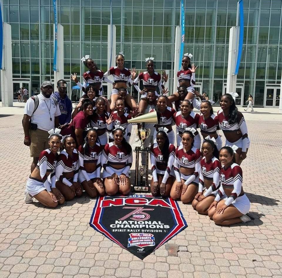 hbcualum's tweet photo. Texas Southern Cheerleaders made history, becoming the 1st HBCU to win in the Cheer Spirit Rally Division I at the National Cheer Association (NCA) Championships in its 75-year history. #TxSU #HBCUCheer https://t.co/IPAFx3OumK