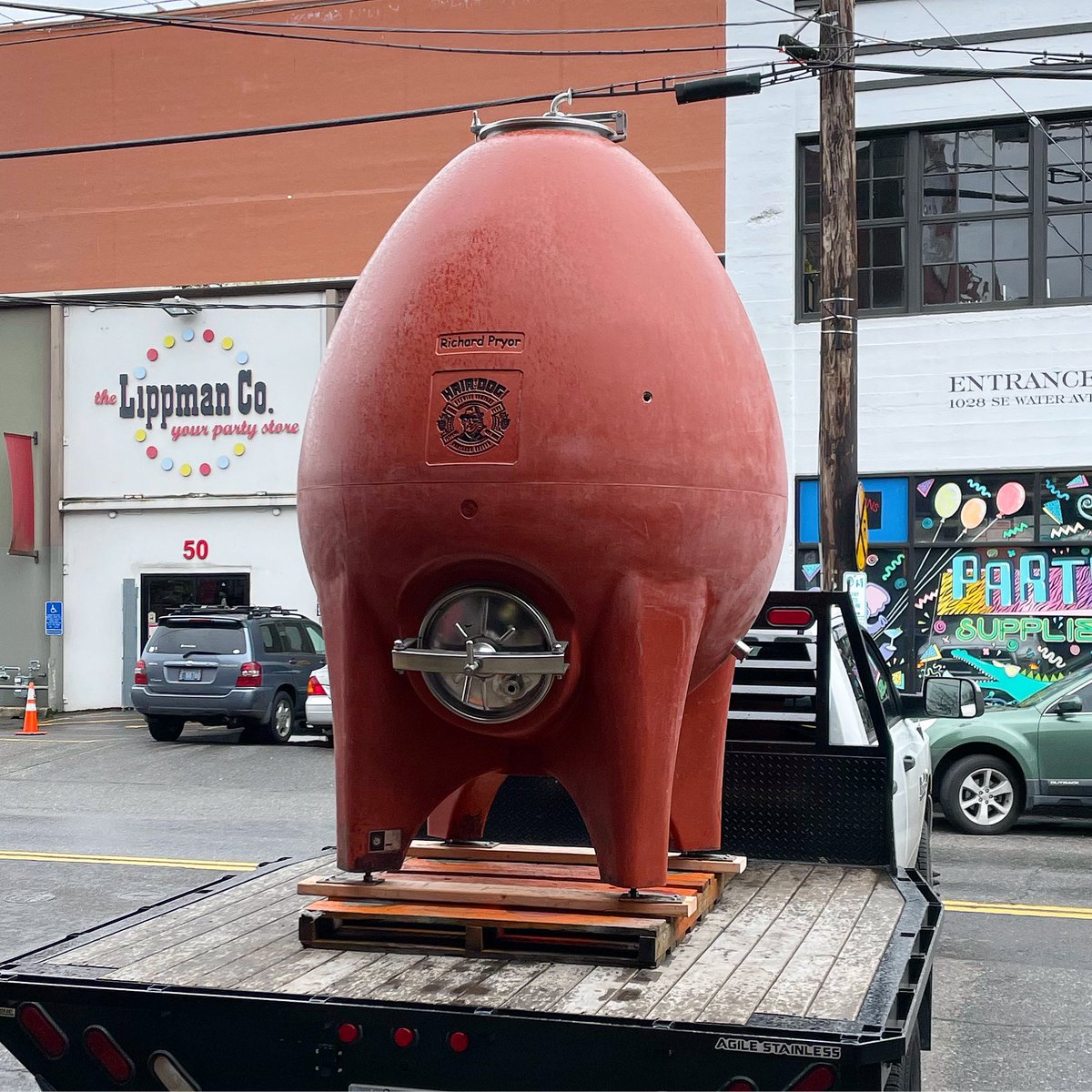 Richard Pryor has left the building. Thanks Agile Stainless for making it happen #heavyegg #concrete #fromthestone #ladyhillwinery  #newlife #❤️