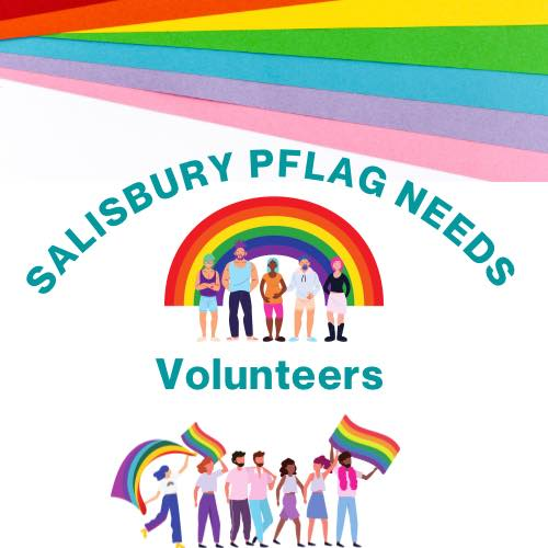 SalisburyPflag's tweet photo. Are you in the Maryland Area, more specifically the Eastern Shore? Do you want to help with Salisbury PFLAG? We're looking for volunteers! If you have any questions or inquiries dm us! #SBYPFLAG #PFLAG #PRIDE https://t.co/fpB26bbqUP