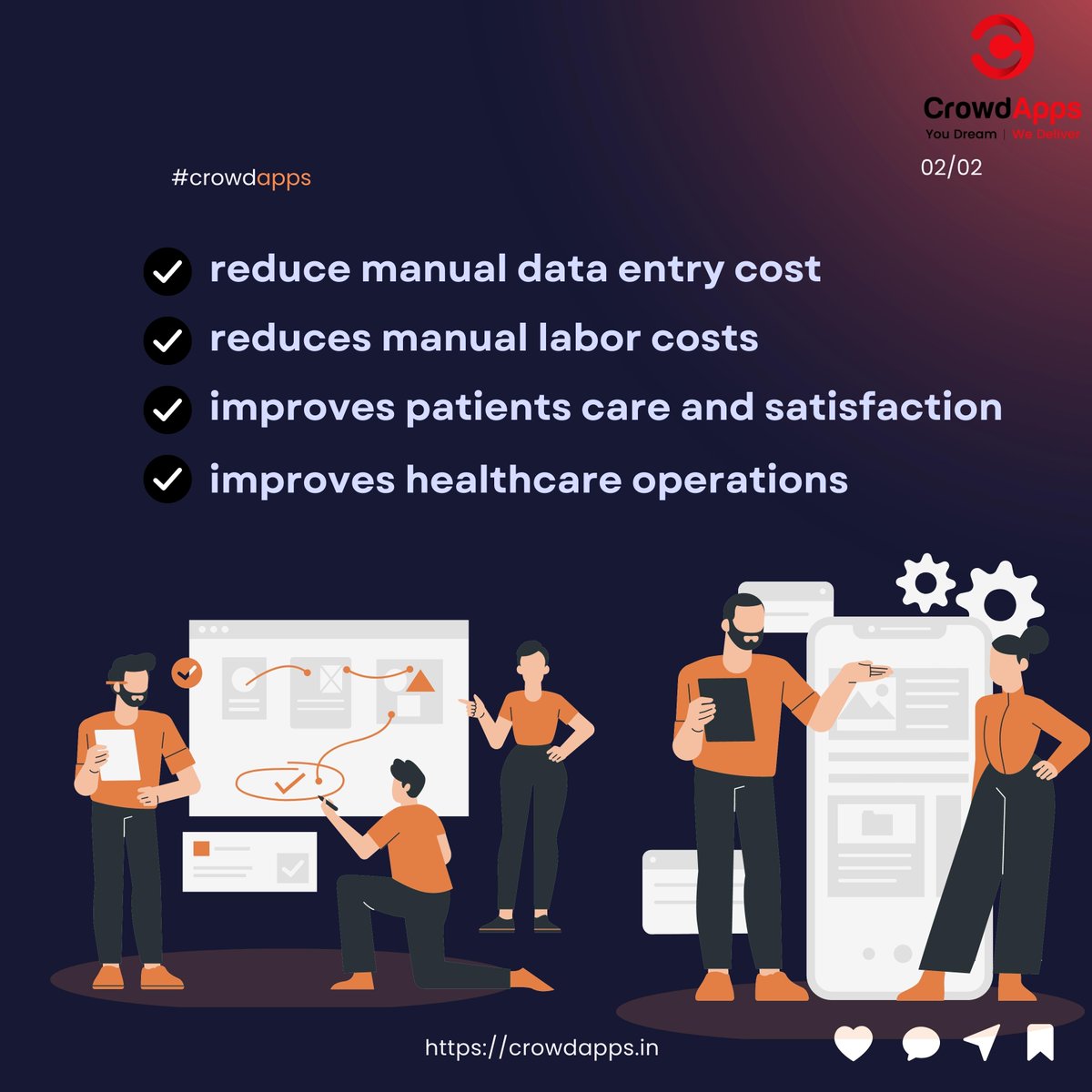 apps_crowd's tweet image. How HealthCare software development can boost ROI? Swipe ➡️ to know more.

To know more: crowdapps.in

#crowdapps #healthcare #technology #healthsystem #healthcaresoftware #informationtechnology #crowdappstechnology