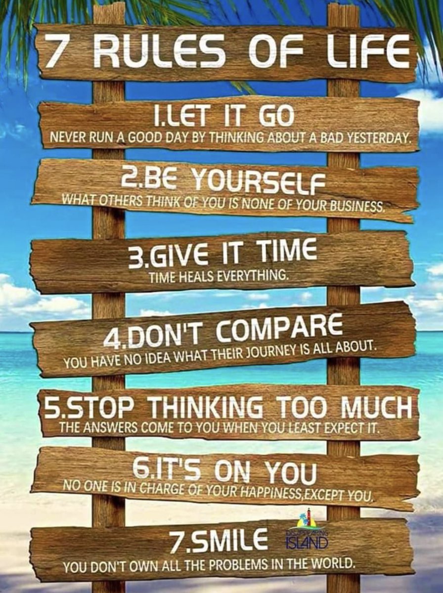 carlaacarlson's tweet photo. Good morning and happy Saturday folks. Wishing you all a fabulous day. Iโm sharing a message we can use everyday. #7RulesOfLife ๐ https://t.co/itOEeWOa5u
