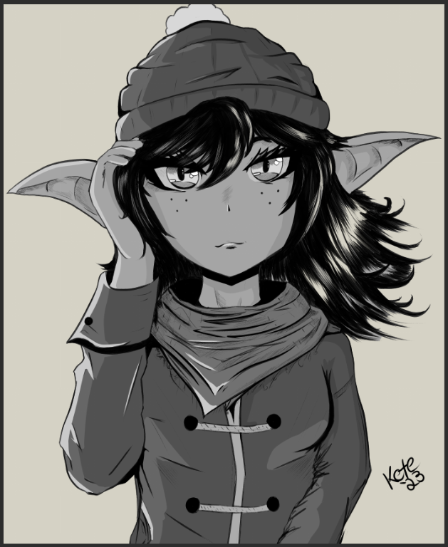 DrawSothulhu's tweet image. Day 75 of my inconsistent posting schedule. 
I wouldn't call her /done/ yet but - I mean. A lot of progress from 74.