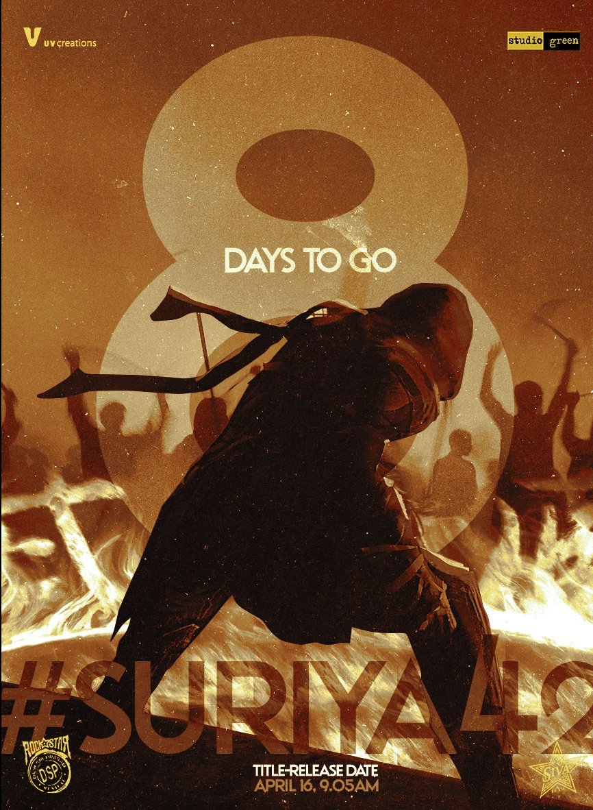 SuriyaFansClub's tweet photo. 8 DAYS TO SHAKE SOCIAL MEDIA!

#Suriya42 @Suriya_offl @kegvraja https://t.co/C6PMLBmSqO