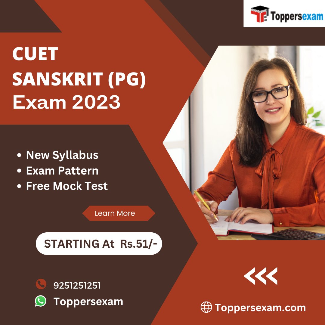 We Provide You toppersexam.com/TEACHING-EXAMS… Exam Pattern , Online Test Series , Question Bank

#toppersexam #cuetsanskritpg2023 #cuetsanskritexam #cuetsanskritsyllabus #cuetexampattern #cuetmocktest #questions #testpaper #practicequestions #latestexam
