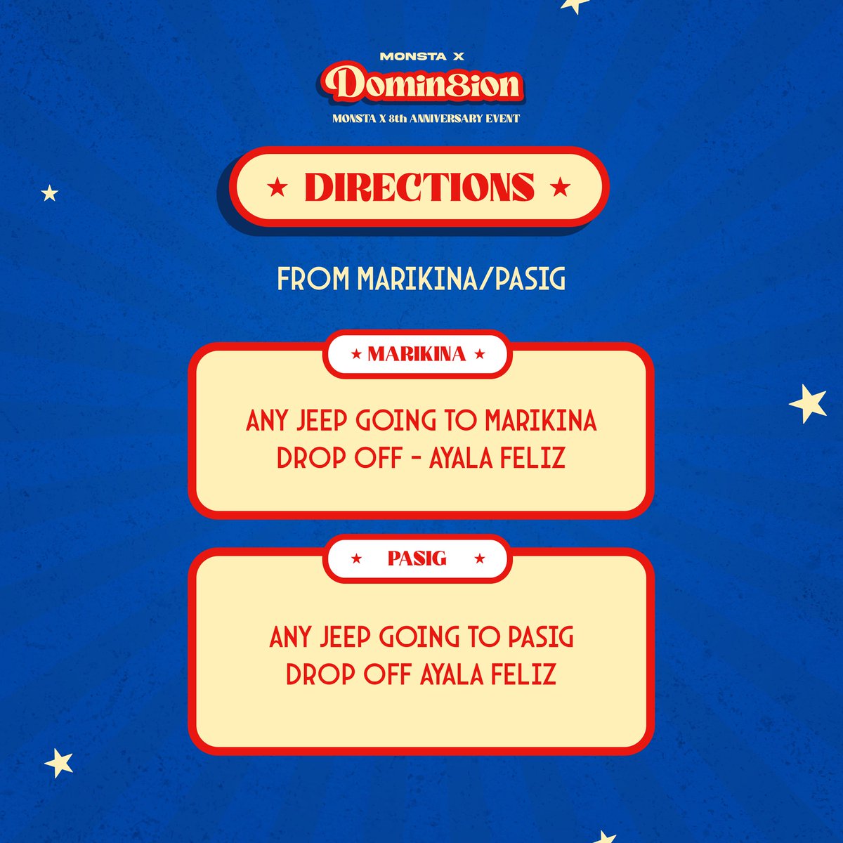 MonstaX_PH's tweet photo. 📌How to get to MONSTA X DOMIN8ION?

🎉 Monsta X 8th Anniversary celebration!🎊 

Please see directions below

Still have questions? Send us a DM
#MonstaXDomin8ion
#FanNightsAtAyalaMallsFeliz https://t.co/kZyiJgOiZE