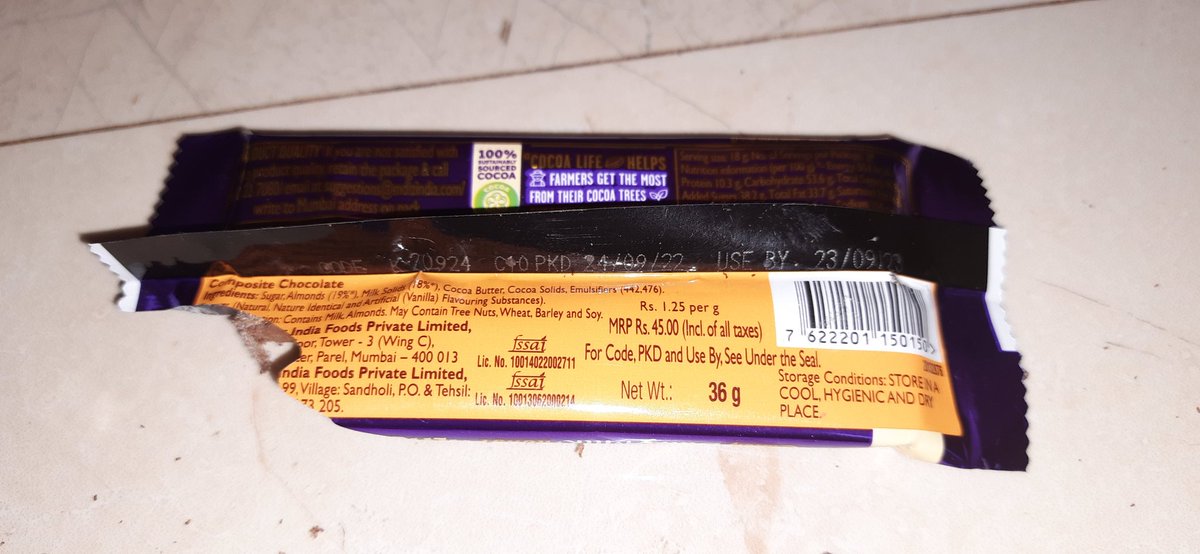 I purchased Dairymilk Roast Almond chocolate yesterday (07.04.2023) & found worms , white powder residue. This is serious concern of quality standards of Cadbury. Consider this tweet as complaint & take action. @fssaiindia
@DairyMilkIn @csircftri @PoliceBangalore @jagograhakjago