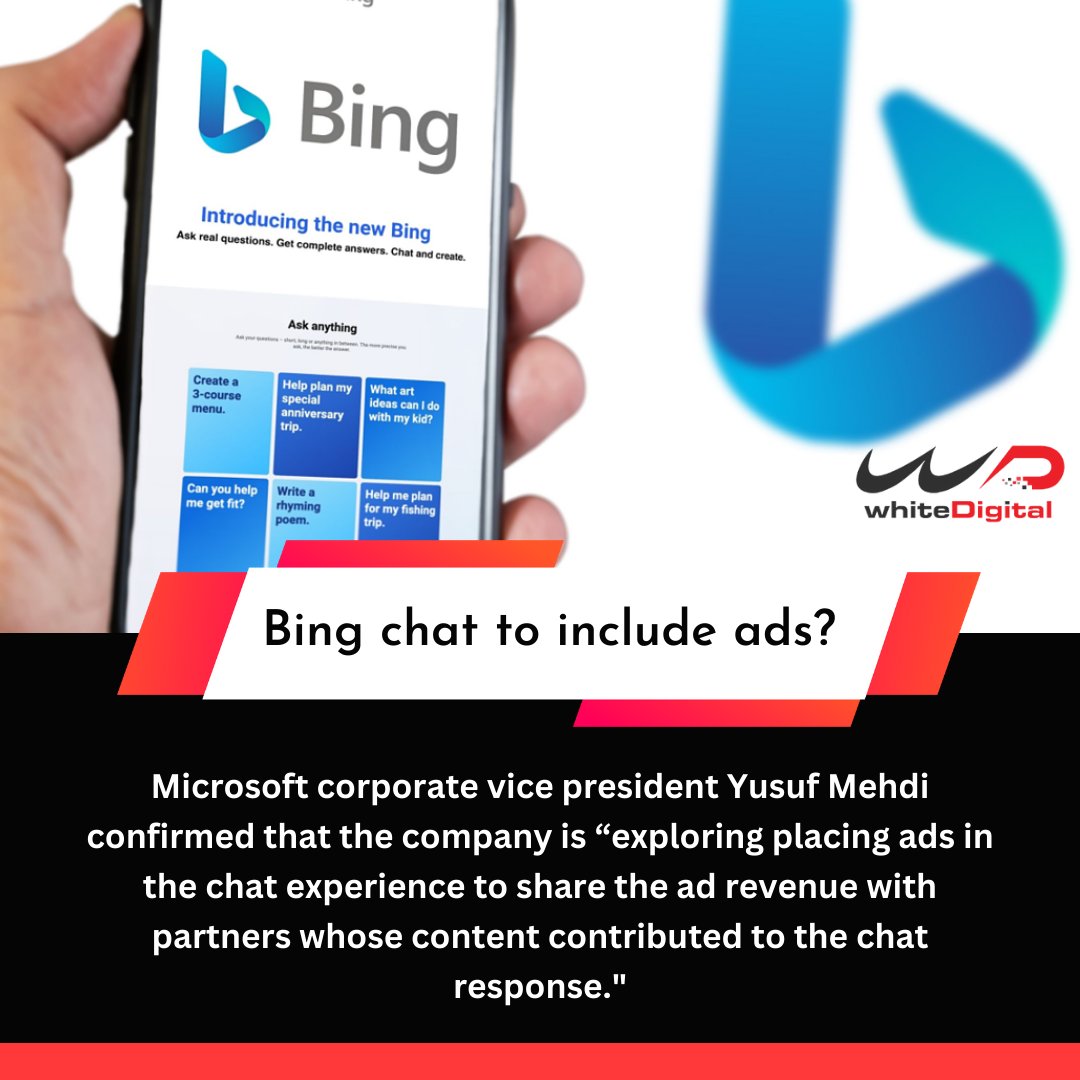 😀Microsoft's GPT-4 powered Bing chat is experimenting to include ads in its search results.

#microsoftbing #GPT4 #BingChat #BingChatGPT #BingAds #MicrosoftAdvertising #microsoftads #searchengine #newupdates