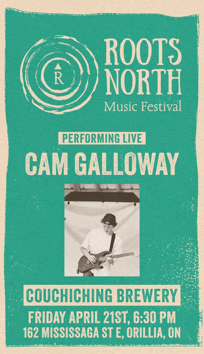 #CamGalloway, a Brewery fav, has been added to the #RootsNorth lineup for his April 21 show! See you there!! 🍻
.
#livemusic #music #festival #Orillia
