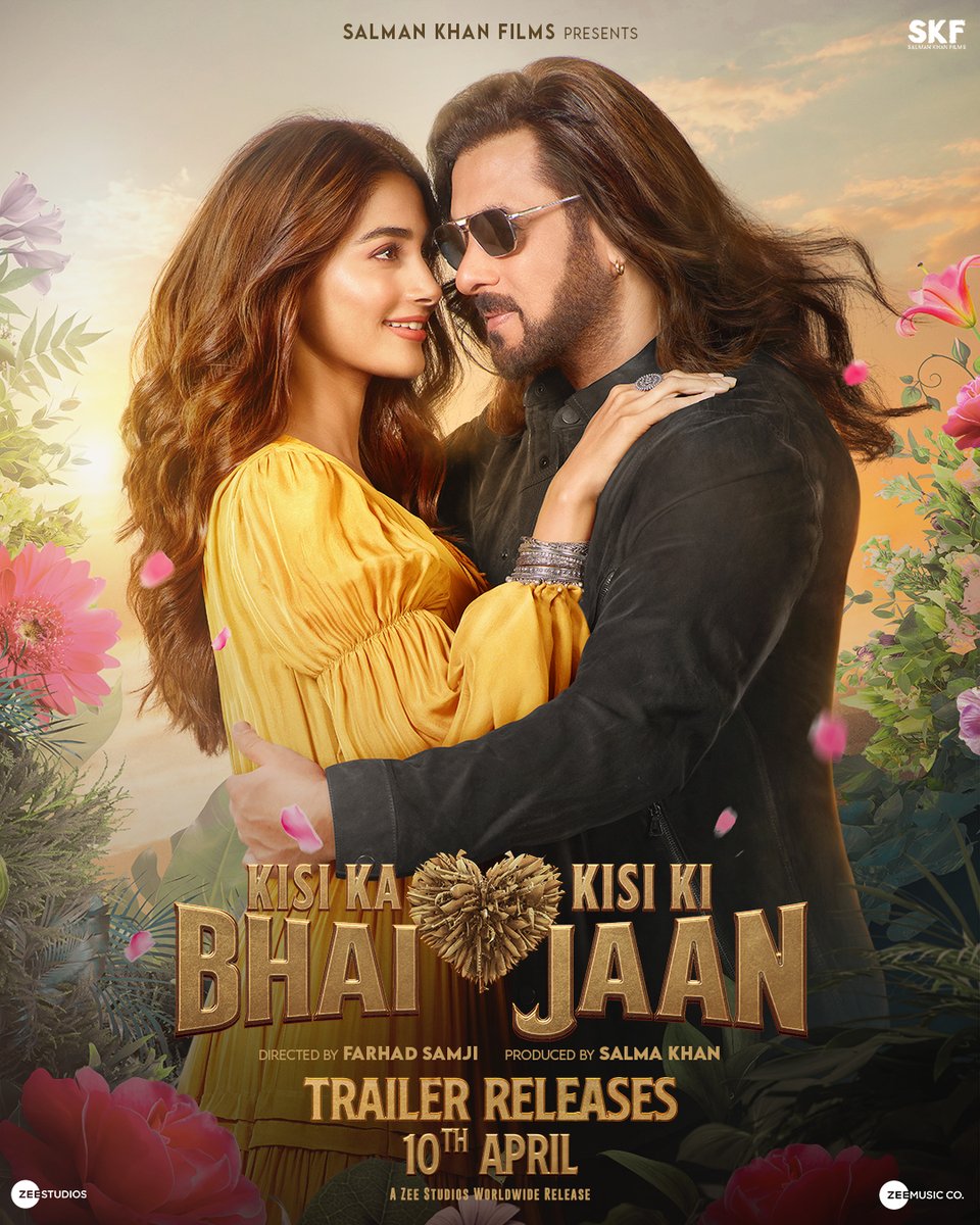 #KisiKaBhaiKisiKiJaan Trailer out on April 10th.

@hegdepooja @VenkyMama @farhad_samji @IamJagguBhai @bhumikachawlat @boxervijender #AbhimanyuSingh @TheRaghav_Juyal @jassiegill @siddnigam_off @ishehnaaz_gill @palaktiwarii @vinalibhatnaga1