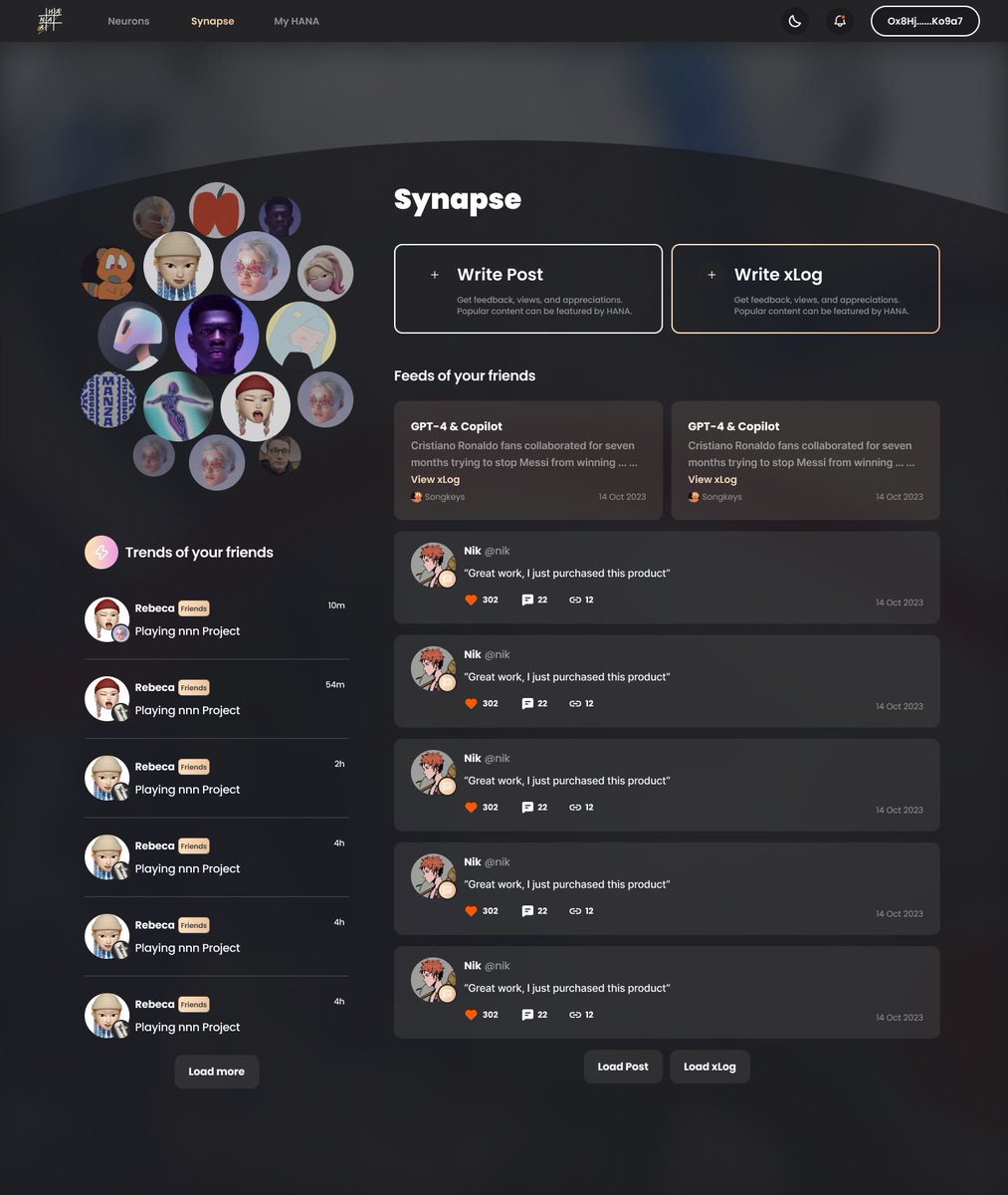 hanahana_io's tweet photo. #hanacommunitymarathon
🌟Day 2 Hana’s Synapse-the social networking module:
·Sharing the projects and decentralized info with your friends through Intelligent Algorithm. Play together！
-Follow @hanagamefi
-Like, RT &amp; Tag 3 friends this tweet
-Complete：https://t.co/6mdlhGKJZM https://t.co/mk5UUqokZI