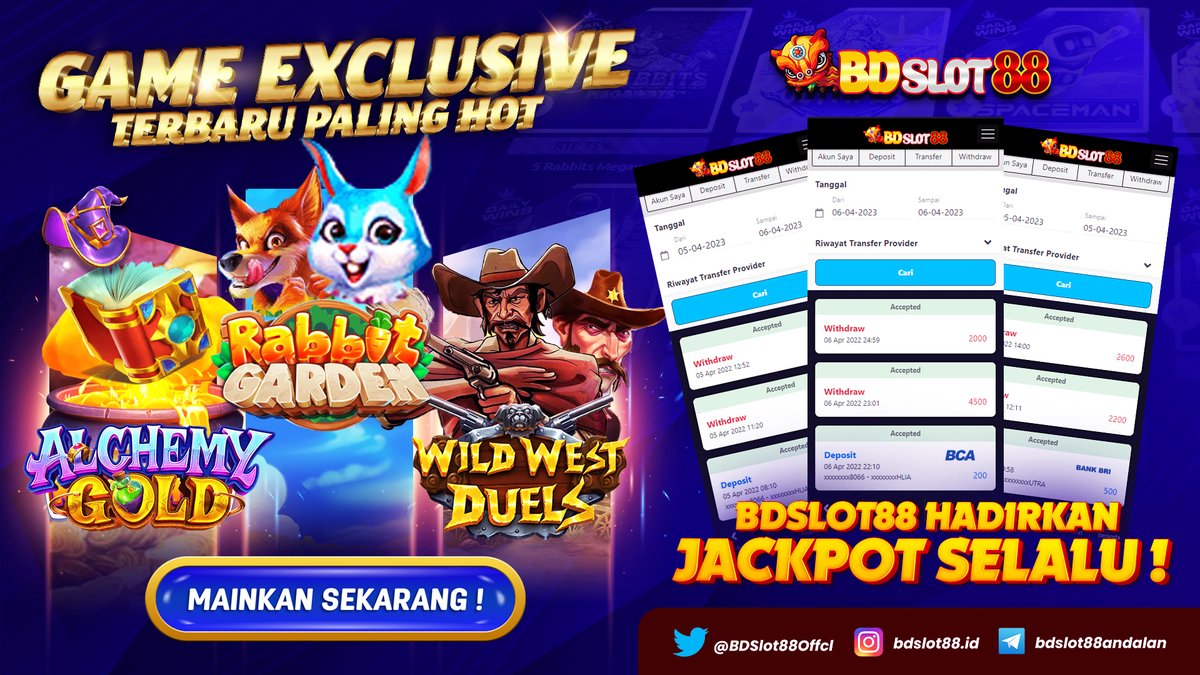BDSlot88_sus01's tweet photo. EXCLUSIVE GAME BARU DI #BDSLOT88 YANG TEMANI PUASA MU!

PG SOFT Alchemy Gold, Pragmatic Play Rabbit Garden, dan Wild West Duels yang menarik masih baru dan Fresh untuk WD kamu!

tunggu apa lagi? buruan siang Siang ini rasakan sensasional di #serverthailand
Onic
Calvin Klein
Vitri https://t.co/KE52hSh2yE