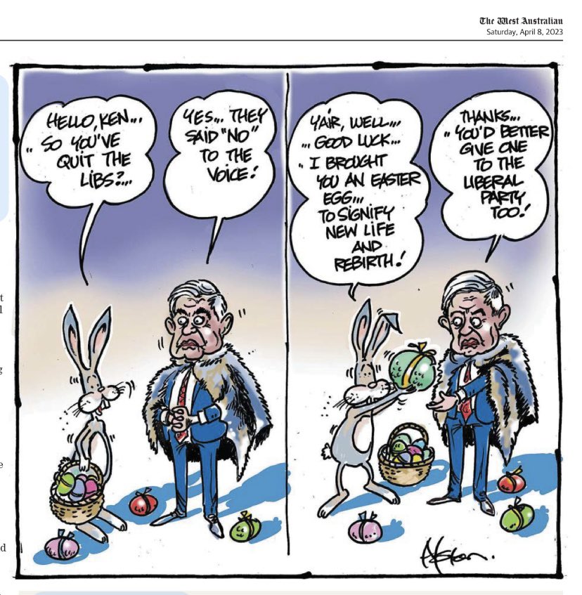 LyndaFrench19's tweet photo. #Alston #Cartoons Demise of Liberal Party #KenWyatt #SayYes23 https://t.co/t5bYjAhyFZ
