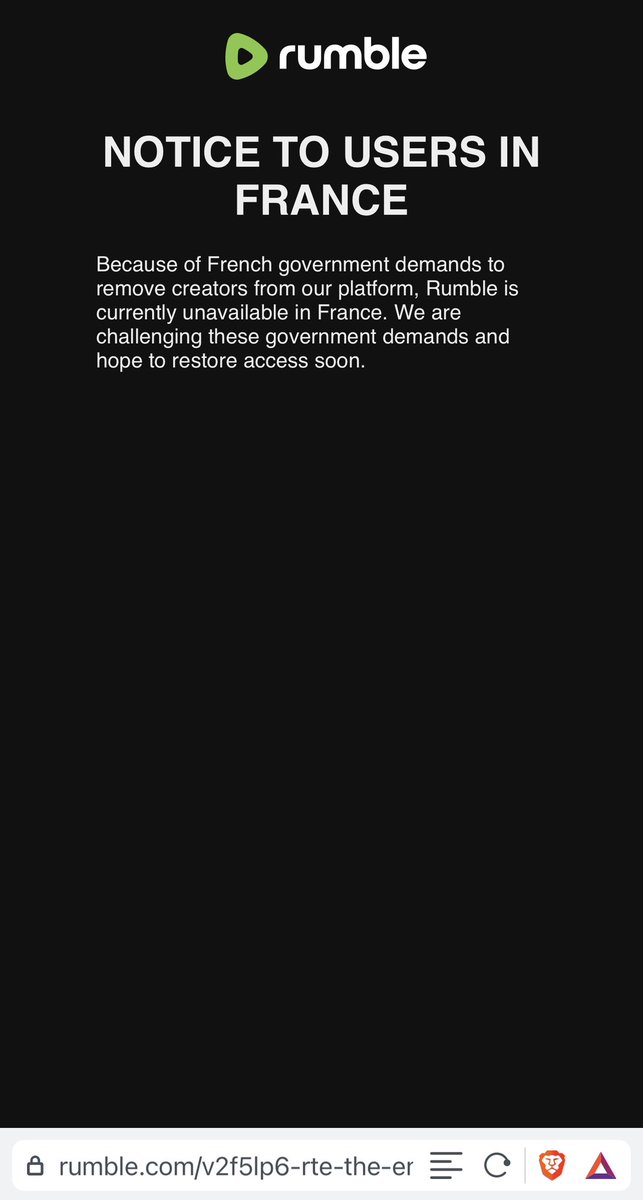 Frankrijk 🔥 Macron censureert videoplatform.

Reden: bepaalde accounts werden niet verwijderd.

France is censoring a videoplatform. 

Reason: not Deleting certain accounts. 

EU adopts article 13: no freedom of speech, no freedom of creation. 👀😳