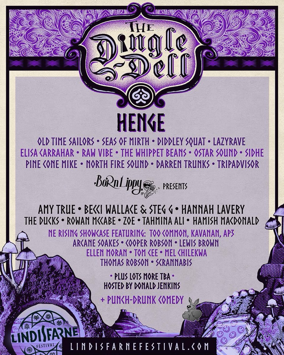 lindisfarnefest's tweet photo. The #DingleDell lineup is here! Prepare to get quirky with @HENGE_band #OldTimeSailors @seasofmirth #DiddleySquat @lazyravers @PunchDrunkBlyth @BornLippyNE & more! Hosted by @donjenkinspoet ๐ #festival #Northumberland #NorthEast #Newcastle #Edinburgh #comedy #SpokenWord https://t.co/hMVET6Vuwg