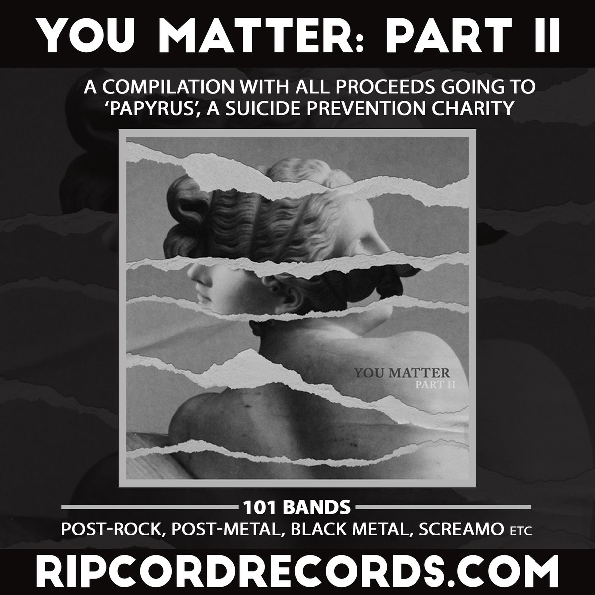 We released this yesterday! YOU MATTER: PART II. 11 hours of music from 101 bands from 22 countries across 4 continents. All money goes to the suicide prevention charity PAPYRUS. ripcordrecords.bandcamp.com/album/you-matt…