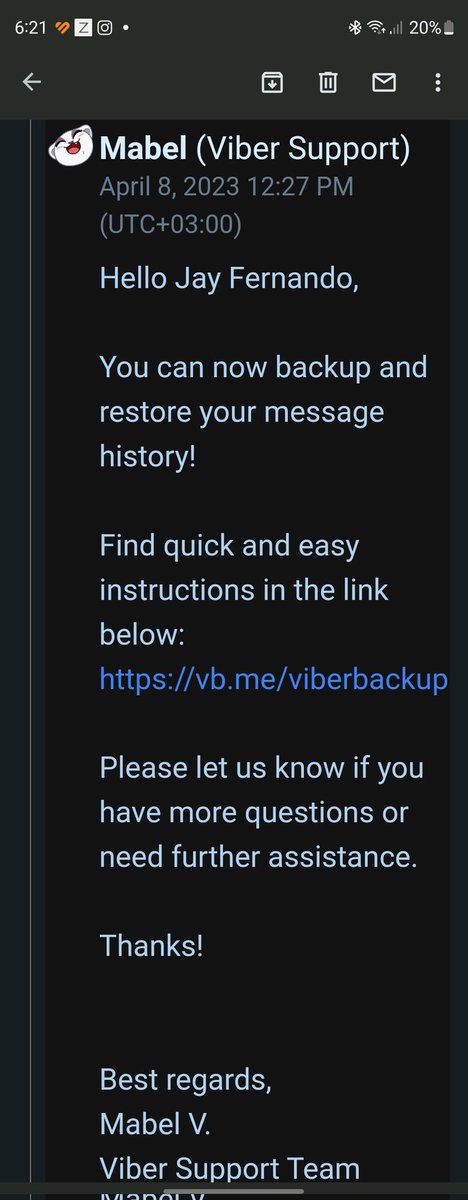 jaysantos's tweet photo. @ViberHelp I did open a ticket and your support group just pointed me to a canned response on how to back-up not really answering my question. https://t.co/A9T5TAfq6P