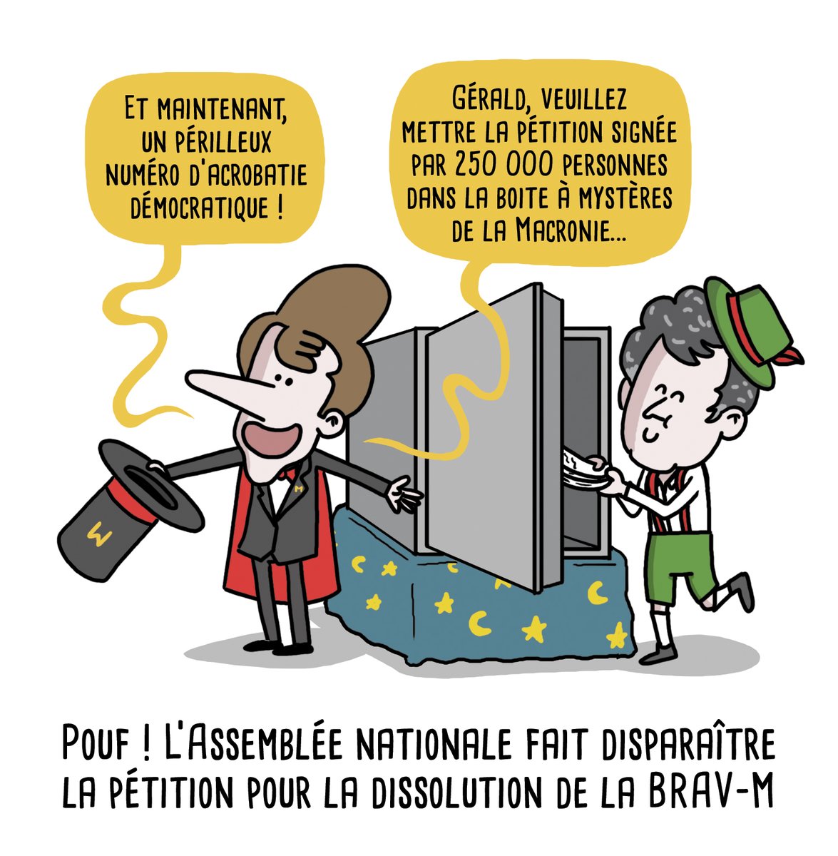 Macronie : non, la magie n'est pas morte !
#reformedesretraites #manif13avril #Greve13avril #Macron #Darmanin #Manifestations #Brav #BravM #ViolencesPolicières #Pétition

⏩ Quoi ? T'as pas encore commandé mon bouquin ??? 😱
 fr.ulule.com/macronie6/