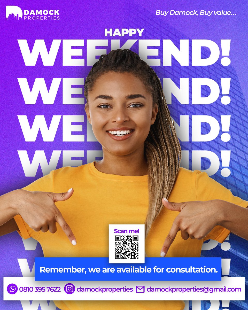 damockng's tweet photo. Happy Weekend 😃 

To get started, Send us a dm 

Damock Properties
Lagos, Nigeria
📞+234 810 395 7622
📧Damockproperties@gmail.com 
Buy Damock, Buy Value!

#damock #damockproperties #buydamock #realestatesalesperson #realestateinvestment #earn #business #investment #buyvalue https://t.co/9xshlnf8Hi