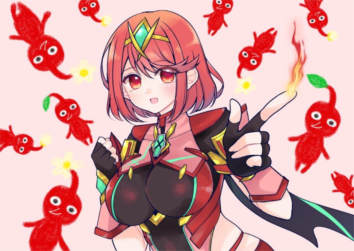 ホムラ(ゼノブレイド2) 「しゅーとん選手優勝おめでとホムラ再掲(ピクオリだったけど)#九龍5 #Pyra 」|もこやま仁😈ネムちゃんのせいで眠れないっ！のイラスト
