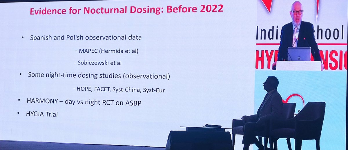IndianSocHTN's tweet photo. When should we take antihypertensive medication?
Prof Neil Poulter showed evidence for night time dosing before 2022 & at present.
New evidence suggests it doesn't matter, but the dose should be taken at the same time everyday.
#hypertension #EvidenceBasedTreatment https://t.co/FeTTQiBKBs